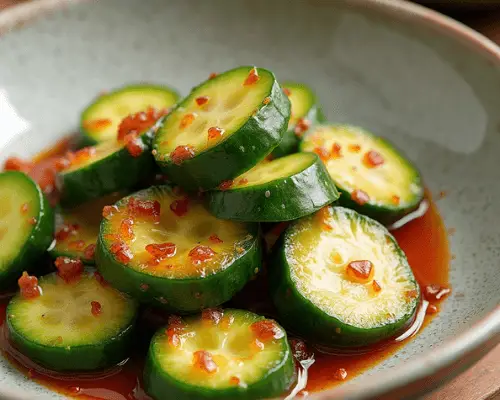 Refreshing Taiwanese cucumber salad with soy, garlic, and a hint of spice, inspired by Din Tai Fung.