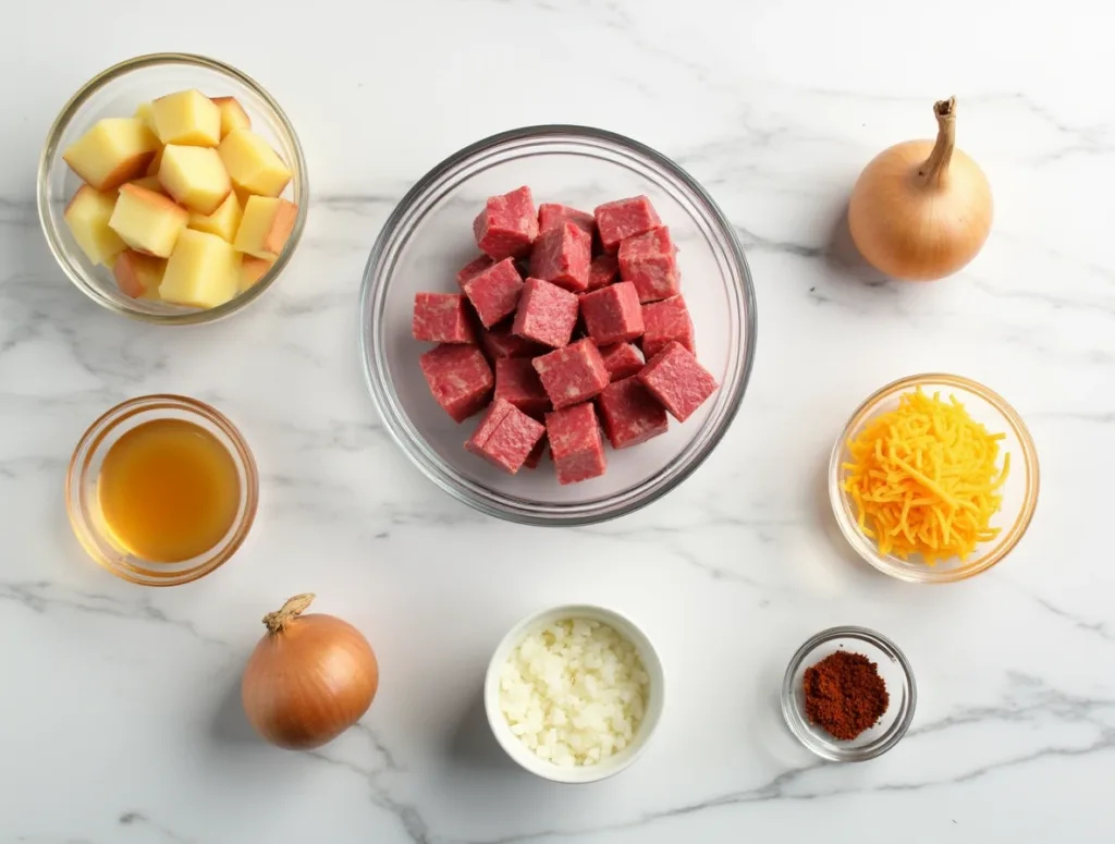 Crockpot Loaded Steak and Potato Bake