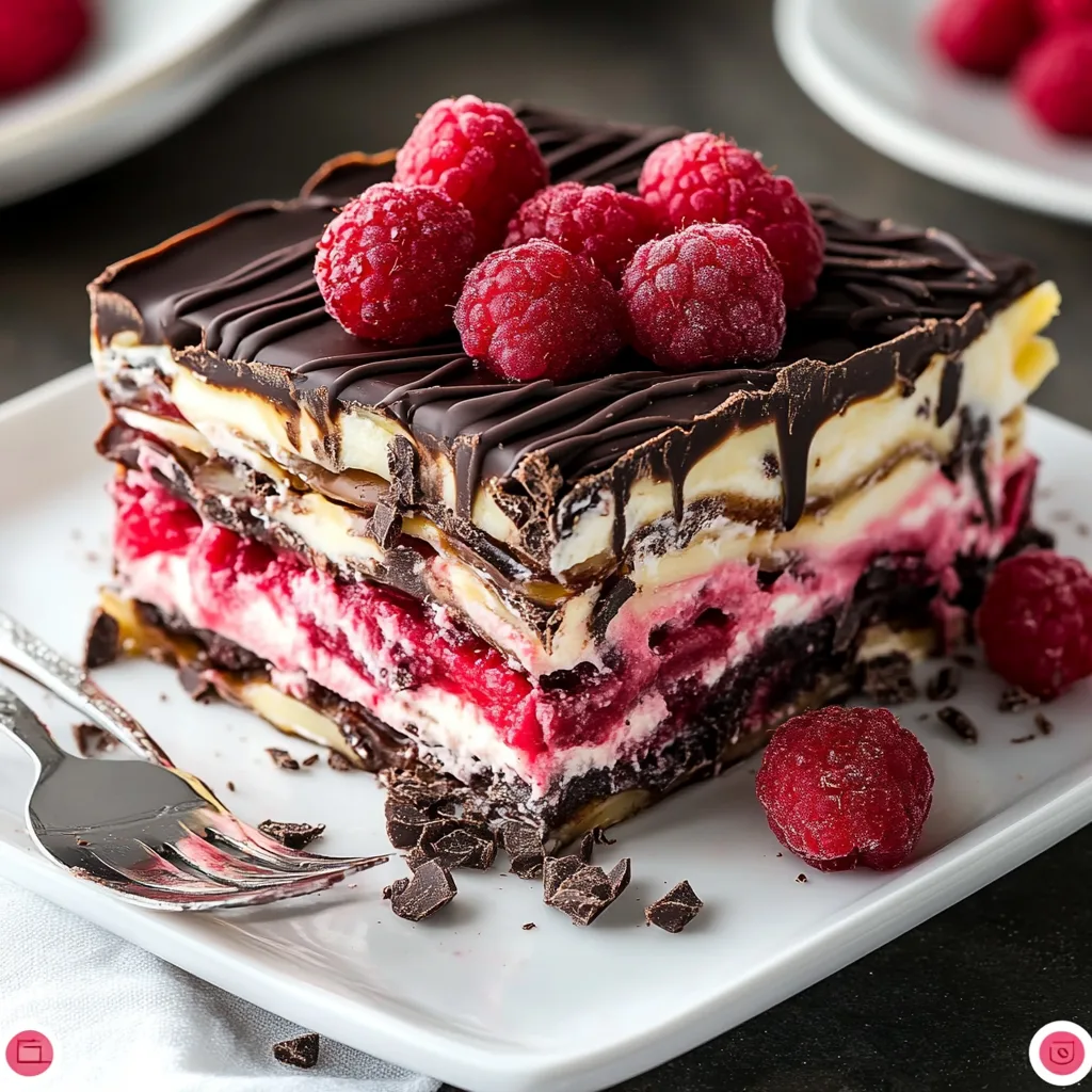 Raspberry Delight Dark Chocolate Lasagna