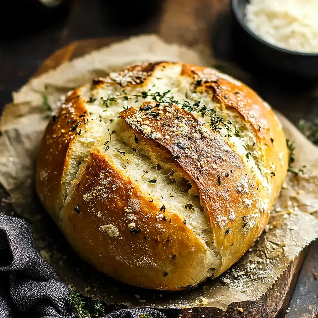 Rustic Garlic Parmesan Herb Bread