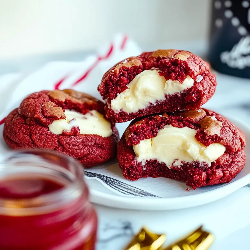 Cheesecake Stuffed Red Velvet Cookies