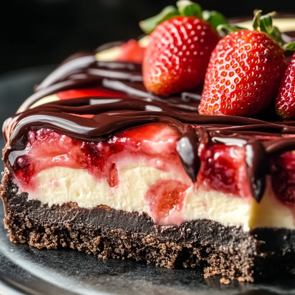 Chocolate Strawberry Swirl Cheesecake