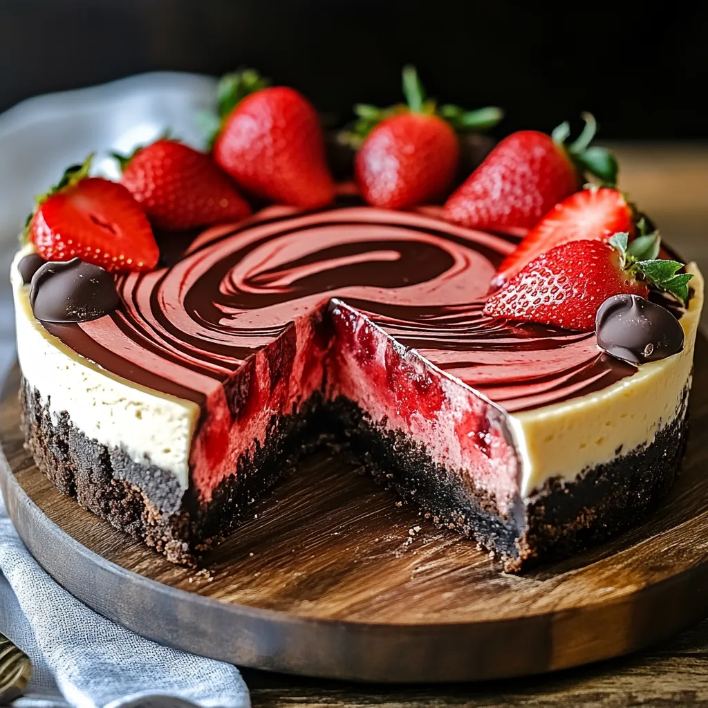 Chocolate Strawberry Swirl Cheesecake