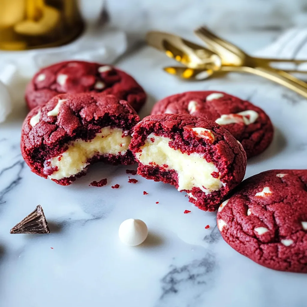 Cheesecake Stuffed Red Velvet Cookies