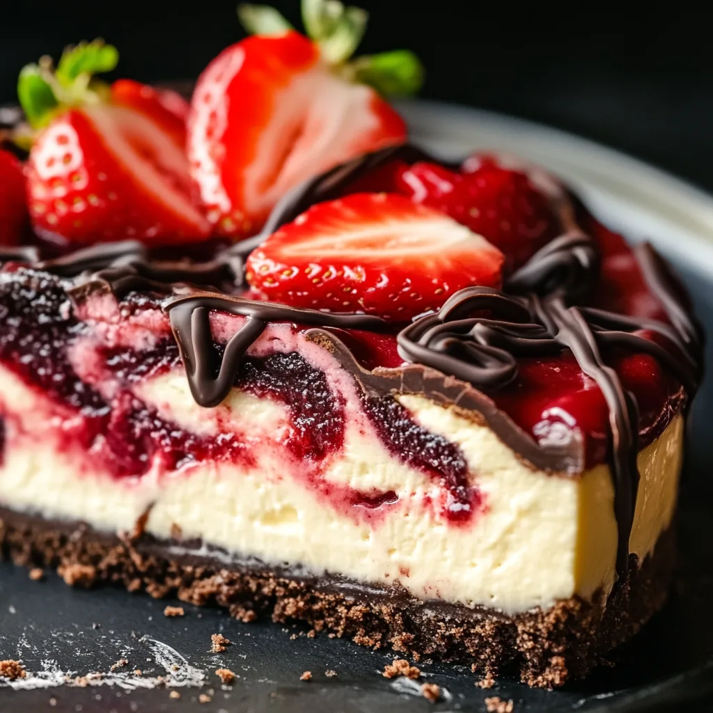 Chocolate Strawberry Swirl Cheesecake